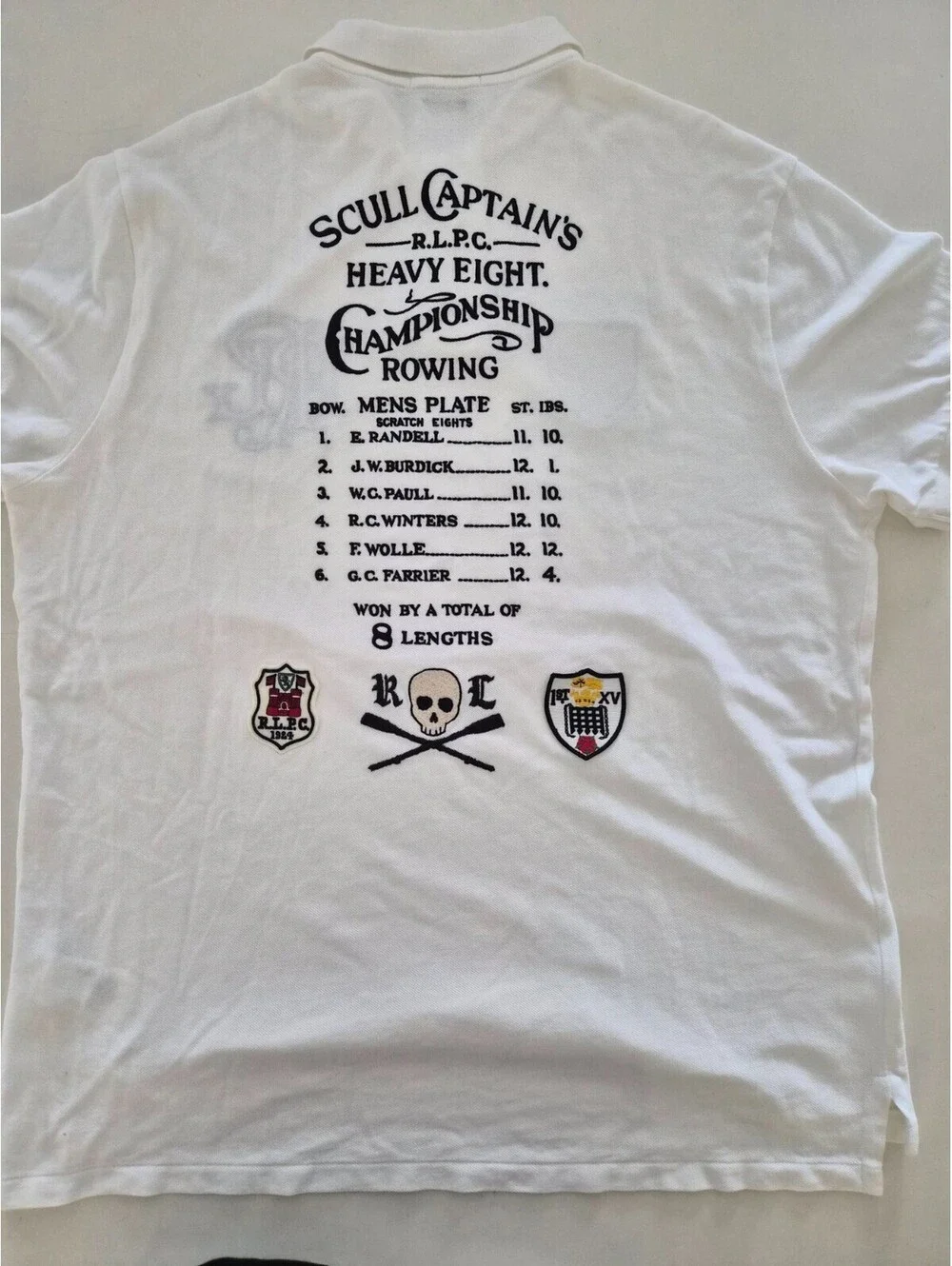 Polo Ralph Lauren Men's XL Custom Slim Fit Rowing Club Skull Scull Captain White